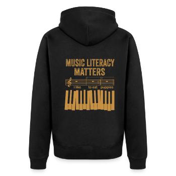 La littératie musicale compte, j’aime manger des chiots - Veste à capuche bio Premium Unisexe - noir - Dos - Nico (187cm)