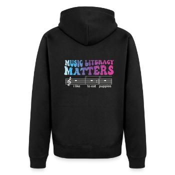 La littératie musicale compte, j’aime manger des chiots - Veste à capuche bio Premium Unisexe - noir - Dos - Nico (187cm)