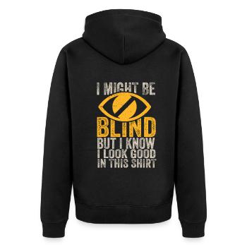 Bewusstsein für blinde Blindheit Blinde Menschen visuell - Unisex Premium Bio Zip Hoodie - Schwarz - Hinten - Nico (187cm)