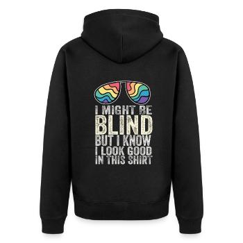 Bewusstsein für blinde Blindheit Blinde Menschen visuell - Unisex Premium Bio Zip Hoodie - Schwarz - Hinten - Nico (187cm)