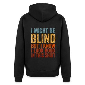 Bewusstsein für blinde Blindheit Blinde Menschen visuell - Unisex Premium Bio Zip Hoodie - Schwarz - Hinten - Nico (187cm)