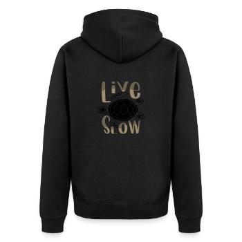 Relax and Live Slow Sea Turtle Beachy Vacation - Unisex Premium Organic Zip Hoodie - black - Back - Nico (187cm)