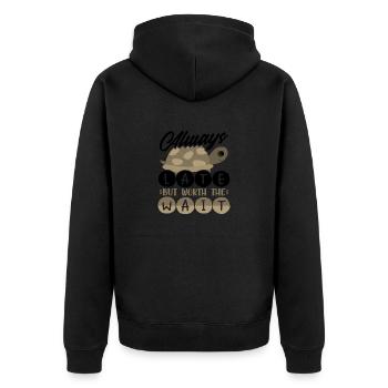 Always Late Worth the Wait Cute Turtle Lover Gift - Unisex Premium Organic Zip Hoodie - black - Back - Nico (187cm)
