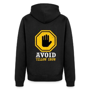 Avoid Yellow Snow Funny Snow Sports - Unisex Premium Organic Zip Hoodie - black - Back - Nico (187cm)