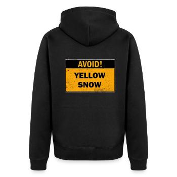 Avoid Yellow Snow Funny Snow Sports - Unisex Premium Organic Zip Hoodie - black - Back - Nico (187cm)