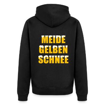 Meide Gelben Schnee Lustiges Wintersport Schnee - Unisex Premium Bio Zip Hoodie - Schwarz - Hinten - Nico (187cm)