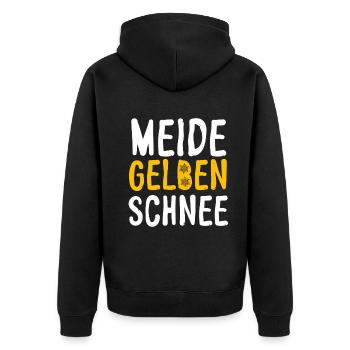 Meide Gelben Schnee Lustiges Wintersport Schnee - Unisex Premium Bio Zip Hoodie - Schwarz - Hinten - Nico (187cm)
