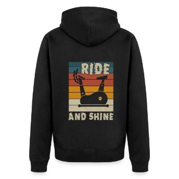 Ride And Shine - Unisex Premium Organic Zip Hoodie - black - Back - Nico (187cm)
