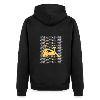 Ride And Shine - Unisex Premium Organic Zip Hoodie - black - Back - Nico (187cm)