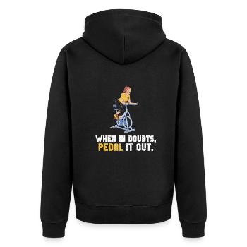 Wenn es zweifelt, treten Sie es aus - Unisex Premium Bio Zip Hoodie - Schwarz - Hinten - Nico (187cm)