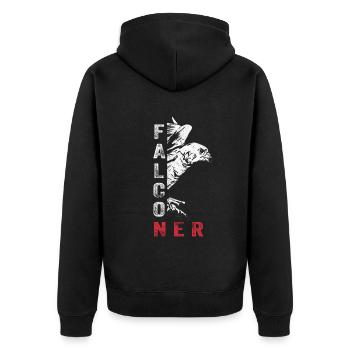 Falkenzüge Falkenjagd Züge Falken - Unisex Premium Bio Zip Hoodie - Schwarz - Hinten - Nico (187cm)