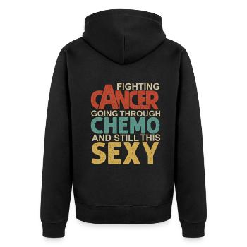 Cancer Fighter Inspirational Quote Men Women Chemo - Unisex Premium Organic Zip Hoodie - black - Back - Nico (187cm)