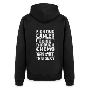Cancer Fighter Inspirational Quote Men Women Chemo - Unisex Premium Organic Zip Hoodie - black - Back - Nico (187cm)