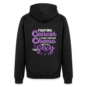 Cancer Fighter Inspirational Quote Men Women Chemo - Unisex Premium Organic Zip Hoodie - black - Back - Nico (187cm)