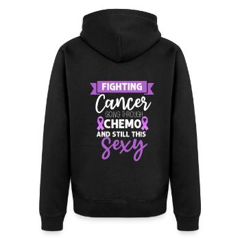Cancer Fighter Inspirational Quote Men Women Chemo - Unisex Premium Organic Zip Hoodie - black - Back - Nico (187cm)