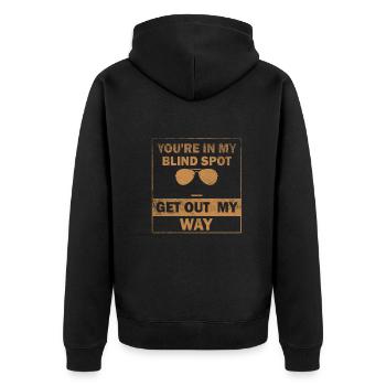 Du bist in meinem blinden Fleck Männer Frauen lustig blind - Unisex Premium Bio Zip Hoodie - Schwarz - Hinten - Nico (187cm)