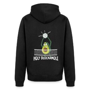Holy Blockamole Volleyball Avocado - Unisex Premium Bio Zip Hoodie - Schwarz - Hinten - Nico (187cm)