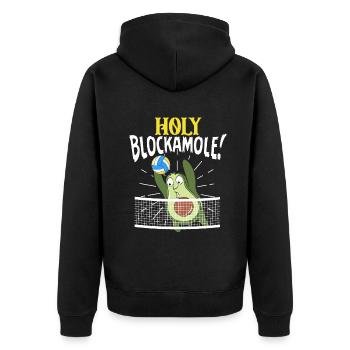 Holy Blockamole Volleyball Avocado - Unisex Premium Bio Zip Hoodie - Schwarz - Hinten - Nico (187cm)