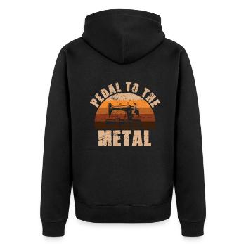 Pedal Zur Metallnähmaschine Quilten Frauen - Unisex Premium Bio Zip Hoodie - Schwarz - Hinten - Nico (187cm)