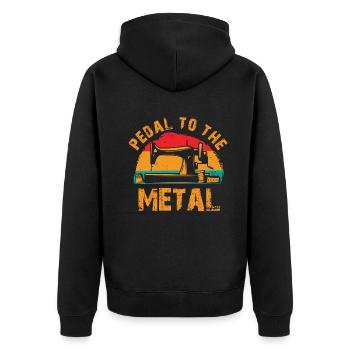 Pedal Zur Metallnähmaschine Quilten Frauen - Unisex Premium Bio Zip Hoodie - Schwarz - Hinten - Nico (187cm)