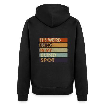Es ist seltsam, in meinem blinden Winkel zu sein - Unisex Premium Bio Zip Hoodie - Schwarz - Hinten - Nico (187cm)