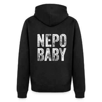 Vetternwirtschaft Nepo Baby - Unisex Premium Bio Zip Hoodie - Schwarz - Hinten - Nico (187cm)