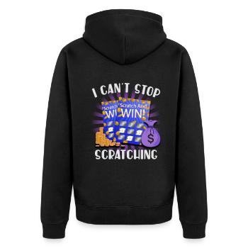 Ich kann nicht aufhören zu kratzen - Unisex Premium Bio Zip Hoodie - Schwarz - Hinten - Nico (187cm)