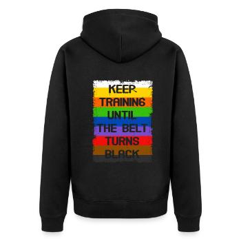 Keep Training Until The Belt Turns Black - Unisex Premium Organic Zip Hoodie - black - Back - Nico (187cm)