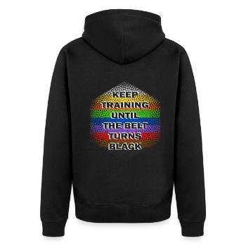 Keep Training Until The Belt Turns Black - Unisex Premium Organic Zip Hoodie - black - Back - Nico (187cm)