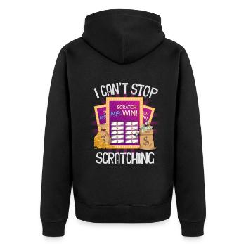 Ich kann nicht aufhören zu kratzen - Unisex Premium Bio Zip Hoodie - Schwarz - Hinten - Nico (187cm)