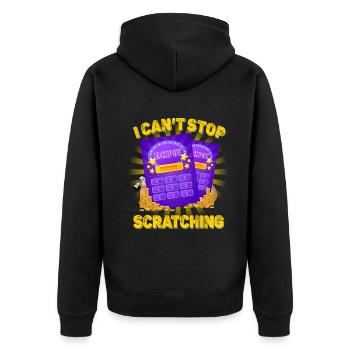 Ich kann nicht aufhören zu kratzen - Unisex Premium Bio Zip Hoodie - Schwarz - Hinten - Nico (187cm)