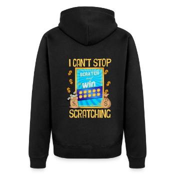 Ich kann nicht aufhören zu kratzen - Unisex Premium Bio Zip Hoodie - Schwarz - Hinten - Nico (187cm)