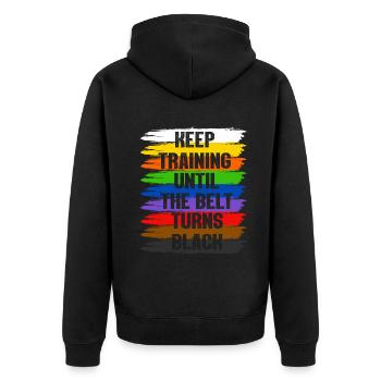 Keep Training Until The Belt Turns Black - Unisex Premium Organic Zip Hoodie - black - Back - Nico (187cm)