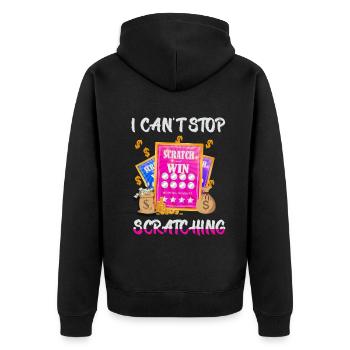 Ich kann nicht aufhören zu kratzen - Unisex Premium Bio Zip Hoodie - Schwarz - Hinten - Nico (187cm)