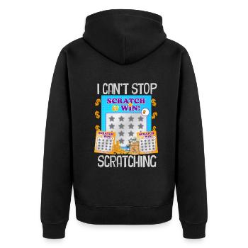 Ich kann nicht aufhören zu kratzen - Unisex Premium Bio Zip Hoodie - Schwarz - Hinten - Nico (187cm)