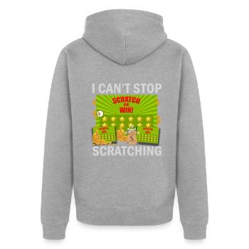 Ich kann nicht aufhören zu kratzen - Unisex Premium Bio Zip Hoodie - Grau meliert - Hinten - Nico (187cm)