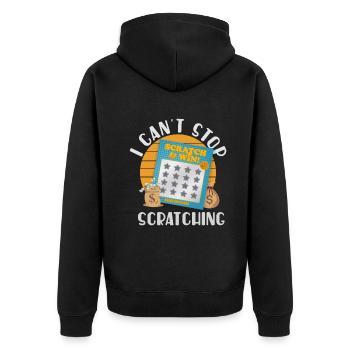 Ich kann nicht aufhören zu kratzen - Unisex Premium Bio Zip Hoodie - Schwarz - Hinten - Nico (187cm)
