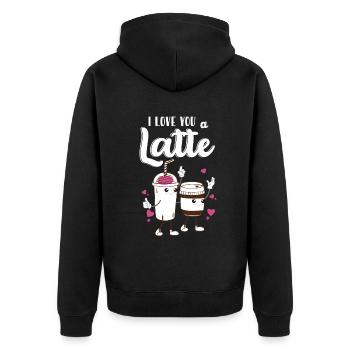 Je t’aime un latte - Veste à capuche bio Premium Unisexe - noir - Dos - Nico (187cm)