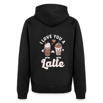 Je t’aime un latte - Veste à capuche bio Premium Unisexe - noir - Dos - Nico (187cm)