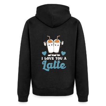 Je t’aime un latte - Veste à capuche bio Premium Unisexe - noir - Dos - Nico (187cm)