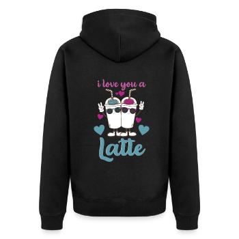 Je t’aime un latte - Veste à capuche bio Premium Unisexe - noir - Dos - Nico (187cm)