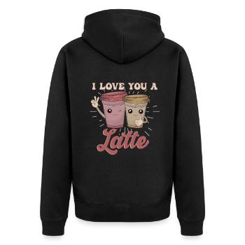 Je t’aime un latte - Veste à capuche bio Premium Unisexe - noir - Dos - Nico (187cm)