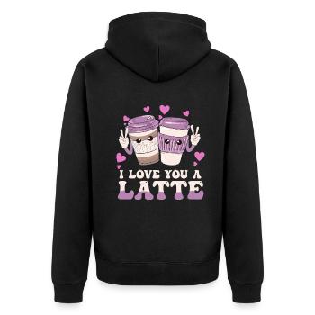 Je t’aime un latte - Veste à capuche bio Premium Unisexe - noir - Dos - Nico (187cm)