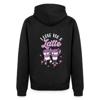 Je t’aime un latte - Veste à capuche bio Premium Unisexe - noir - Dos - Nico (187cm)