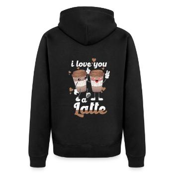 Je t’aime un latte - Veste à capuche bio Premium Unisexe - noir - Dos - Nico (187cm)