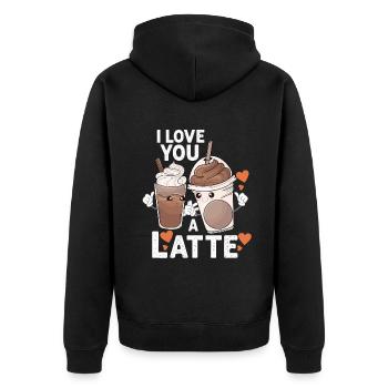 Je t’aime un latte - Veste à capuche bio Premium Unisexe - noir - Dos - Nico (187cm)