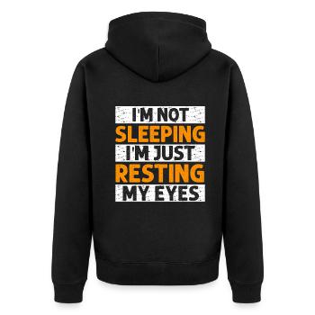 Je ne dors pas, je repose juste mes yeux - Veste à capuche bio Premium Unisexe - noir - Dos - Nico (187cm)