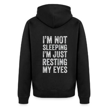 Je ne dors pas, je repose juste mes yeux - Veste à capuche bio Premium Unisexe - noir - Dos - Nico (187cm)