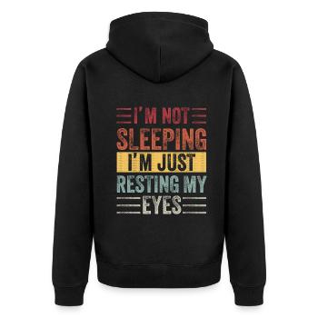 Je ne dors pas, je repose juste mes yeux - Veste à capuche bio Premium Unisexe - noir - Dos - Nico (187cm)