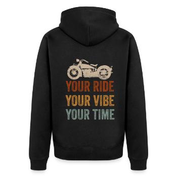 Your Ride Your Vibe Your Time - Unisex Premium Organic Zip Hoodie - black - Back - Nico (187cm)